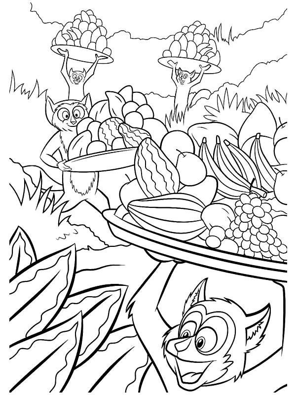 coloriage Madagascar les singes lemuriens